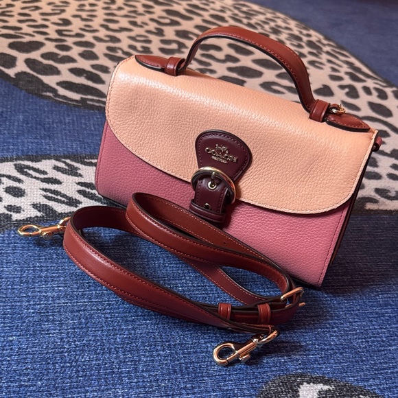 Coach Two-Tone Pink and Orange Satchel - Picture 3 of 5